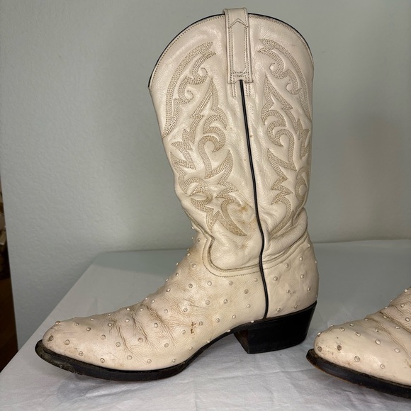 Rudel Winter White Ostrich Cowboy Boots - Picture 2 of 7